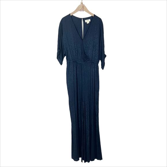 Anthropologie Maeve Jacqueline Jacquard Leopard Navy Blue Jumpsuit Size XS - Picture 3 of 8